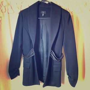 Aqua Zipper Wave Blazer - Black